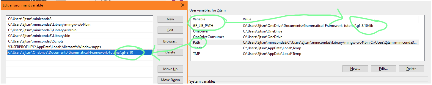 Setting environment variables for the path C:\Users\2jtsm\OneDrive\Documents\Grammatical-Framework-tutorial\gf-3.10
